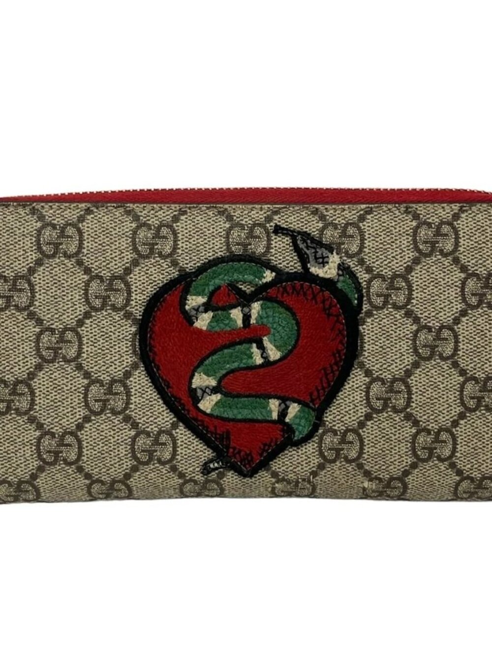GUCCI GG 456863 Beige Red Multi PVC Leather Long Wallet